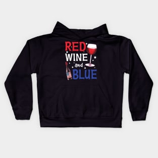 Red Wine And Blue Funny Drinking 4th Of July Kids Hoodie